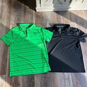 Under Armour Kids' Striped Green and Solid Black Polos
